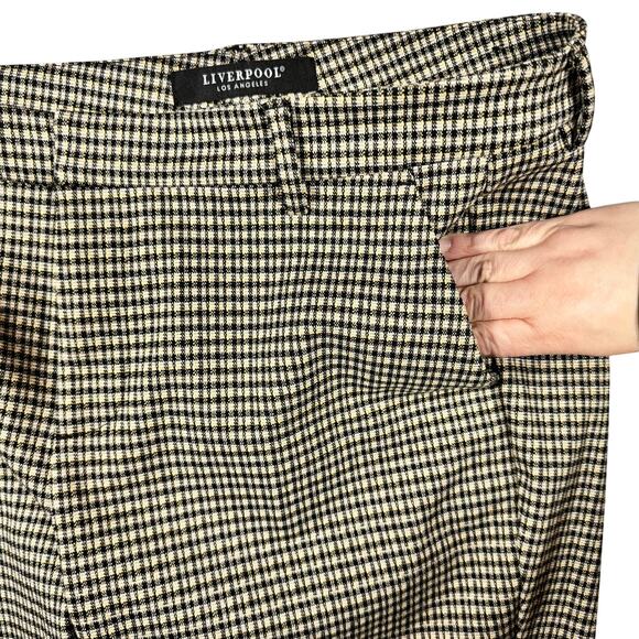 Liverpool Women's Kelsey Midrise Black/Tan Plaid Trouser Dress Pants - Size 12 - Picture 5 of 10